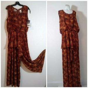 Vintage 80s 90s leopard Dots Palazzo wide leg jumpsuit Leslie Fay animal Print